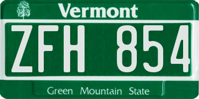 VT license plate ZFH854