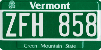 VT license plate ZFH858