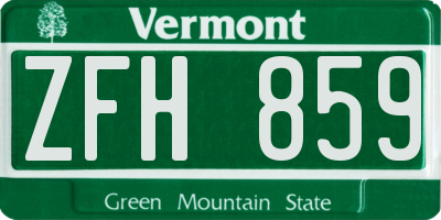 VT license plate ZFH859