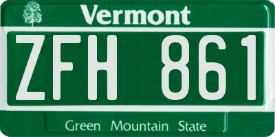 VT license plate ZFH861