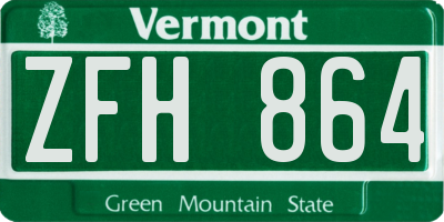 VT license plate ZFH864