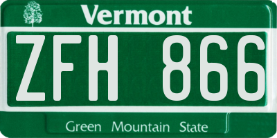 VT license plate ZFH866