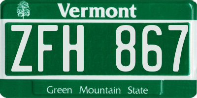 VT license plate ZFH867
