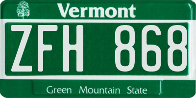 VT license plate ZFH868