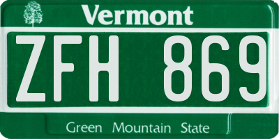 VT license plate ZFH869