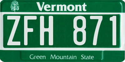 VT license plate ZFH871