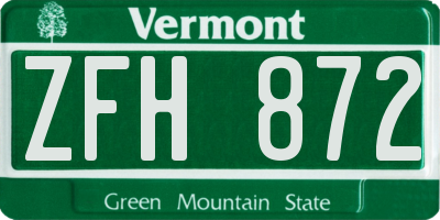 VT license plate ZFH872
