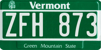 VT license plate ZFH873