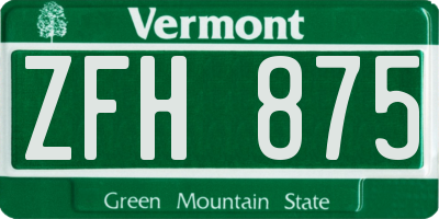 VT license plate ZFH875