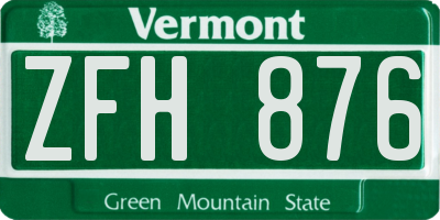 VT license plate ZFH876
