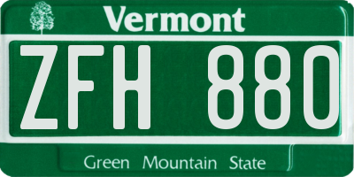 VT license plate ZFH880