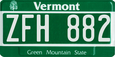 VT license plate ZFH882