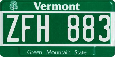 VT license plate ZFH883