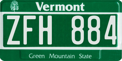 VT license plate ZFH884