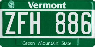 VT license plate ZFH886