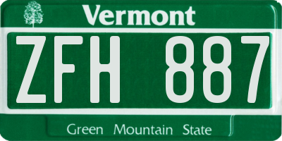 VT license plate ZFH887