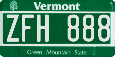 VT license plate ZFH888