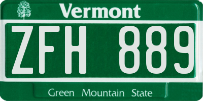 VT license plate ZFH889