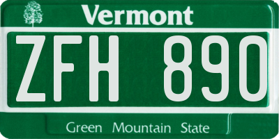 VT license plate ZFH890