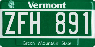 VT license plate ZFH891