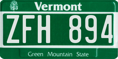 VT license plate ZFH894