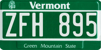 VT license plate ZFH895