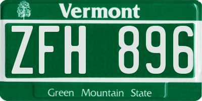 VT license plate ZFH896