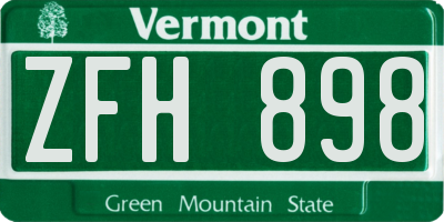VT license plate ZFH898