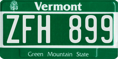 VT license plate ZFH899