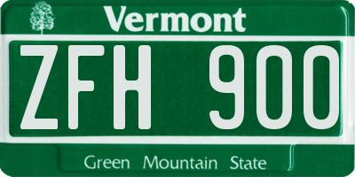 VT license plate ZFH900
