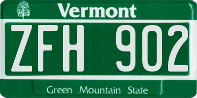 VT license plate ZFH902