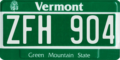 VT license plate ZFH904