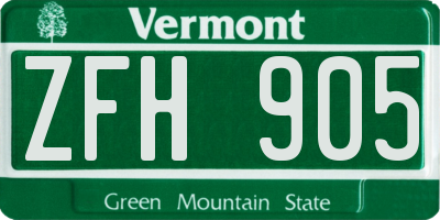 VT license plate ZFH905
