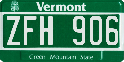VT license plate ZFH906