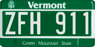 VT license plate ZFH911