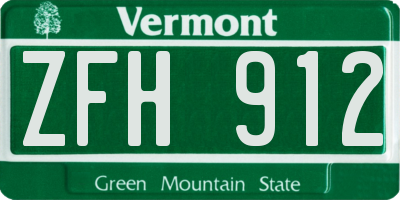 VT license plate ZFH912