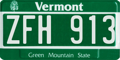 VT license plate ZFH913