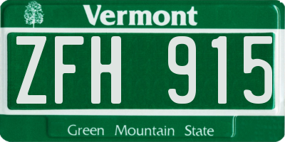 VT license plate ZFH915