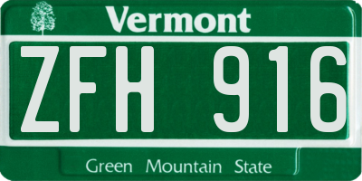VT license plate ZFH916