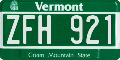 VT license plate ZFH921