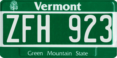 VT license plate ZFH923