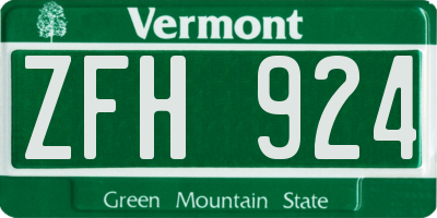 VT license plate ZFH924