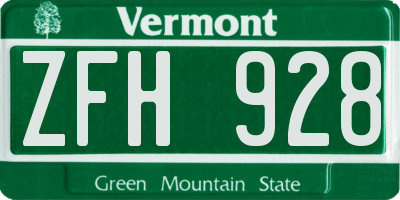 VT license plate ZFH928