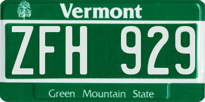VT license plate ZFH929