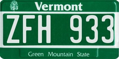 VT license plate ZFH933