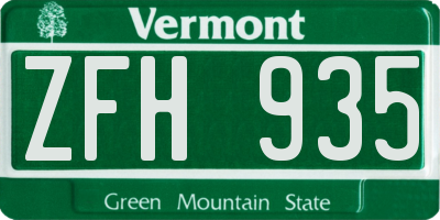 VT license plate ZFH935