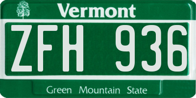 VT license plate ZFH936