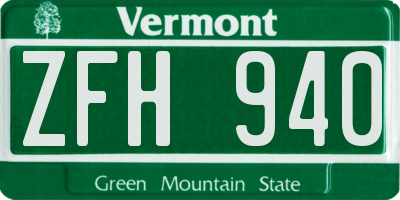 VT license plate ZFH940