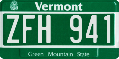 VT license plate ZFH941