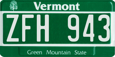 VT license plate ZFH943